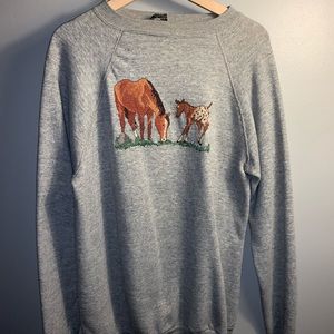 Horse Design Gray Sweater in Large
